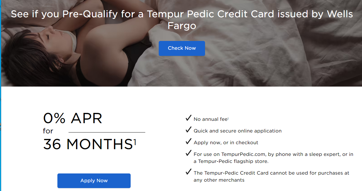 See if you Pre-Qualify for a Tempur Pedic Credit Card issued by Wells Fargo