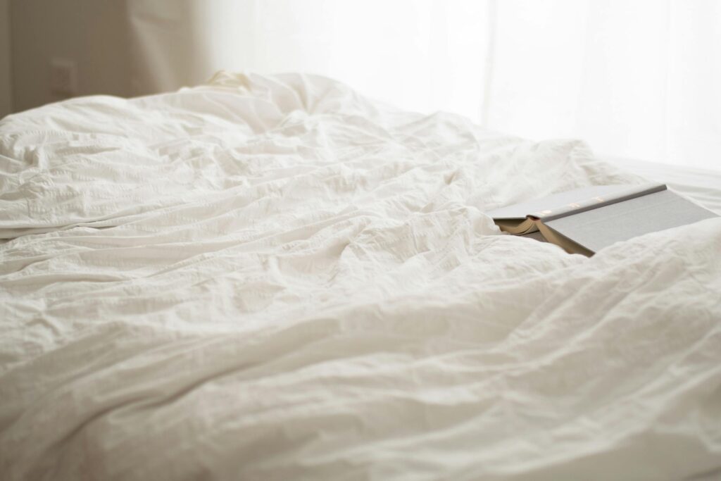 White bed sheets